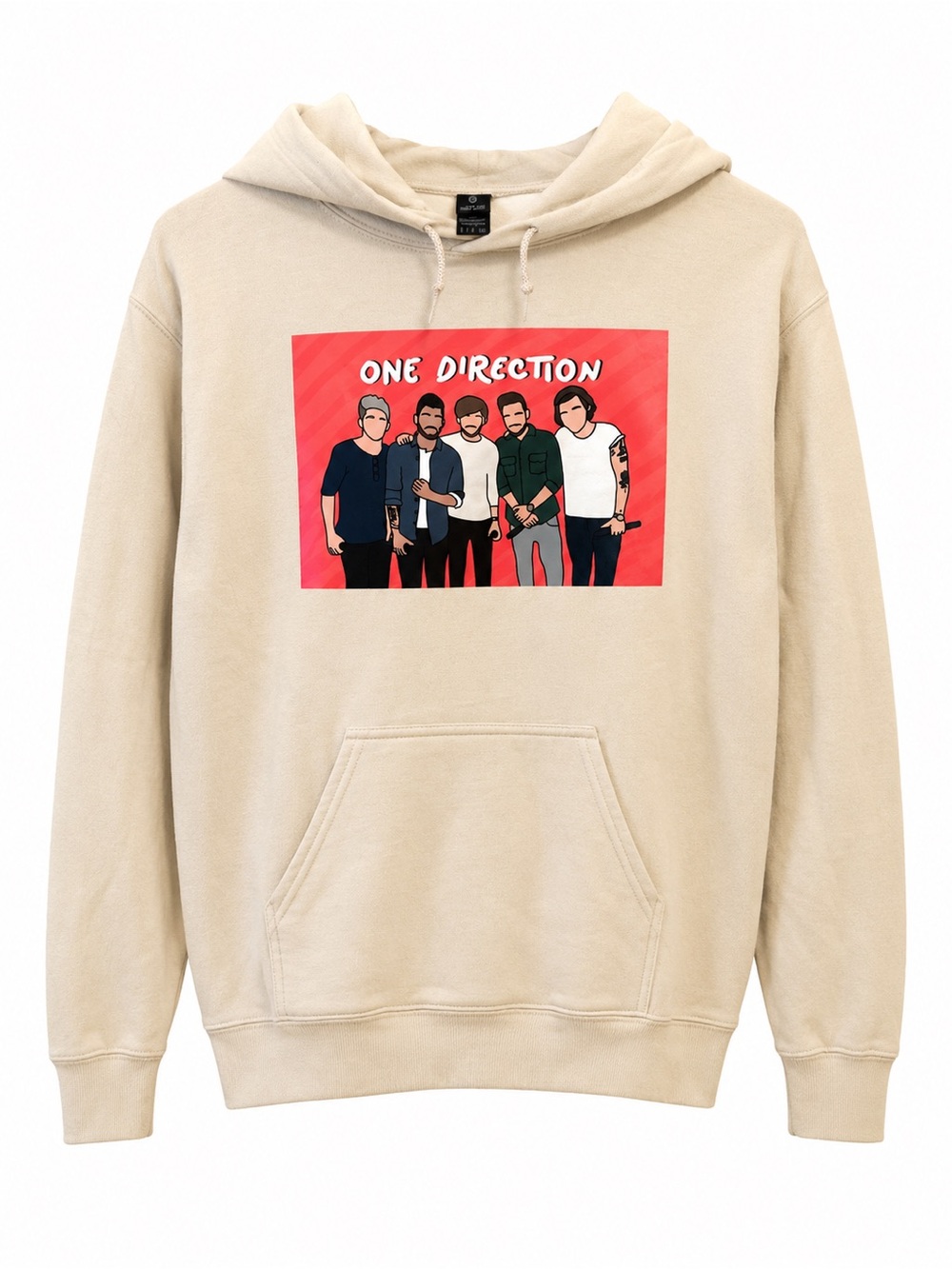 Gildan Cream One Direction Graphic Hoodie with Red Print